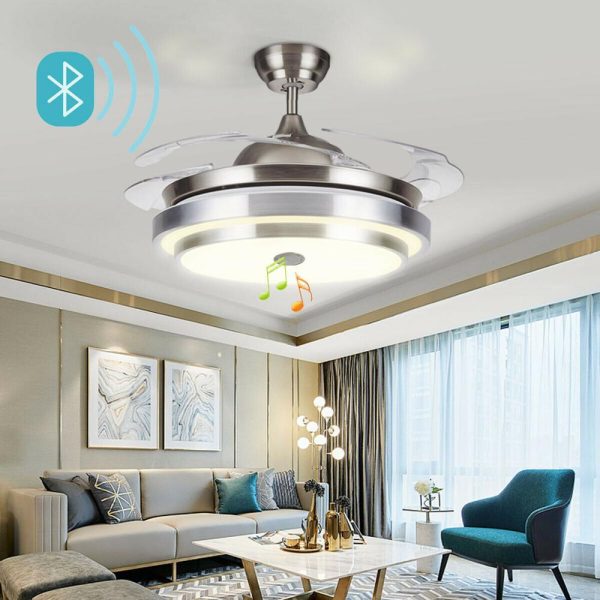 retractable ceiling fan with light and bluetooth speaker 1