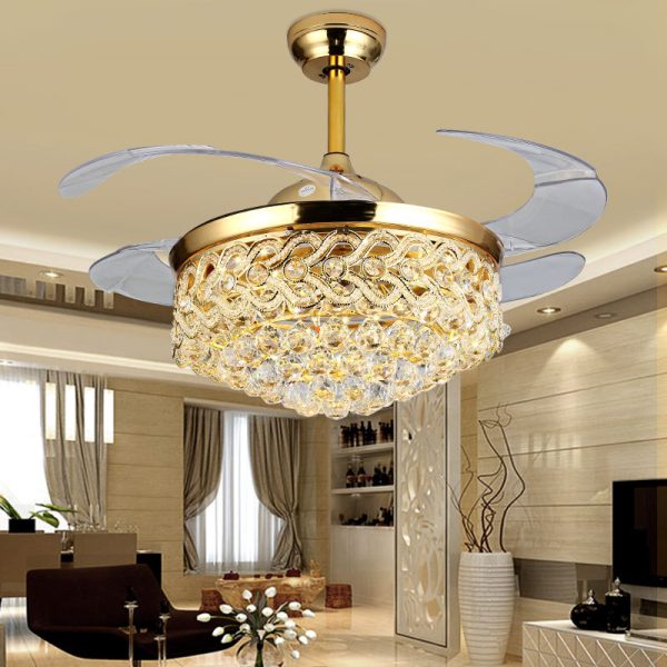 Crystal ceiling fans with lights modern minimalist 1