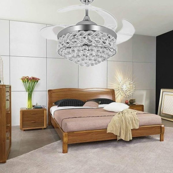 Crystal ceiling fans with lights modern minimalist 2