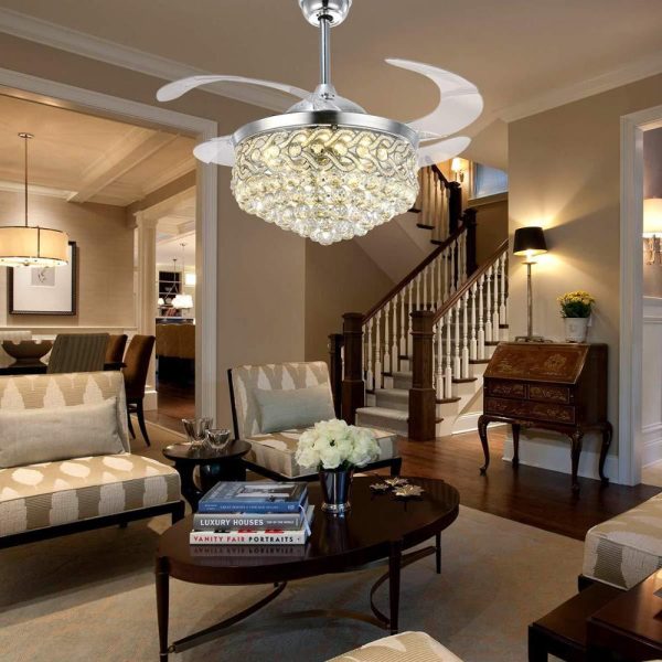 Crystal ceiling fans with lights modern minimalist 5